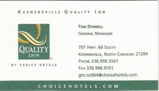 Quality Inn Kernersville NC & Papa Johns Pizza Hotel Key Card   Buy 6
