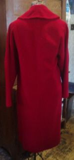 vintage 100% Cashmere 1960s RED WRAP COAT mad men couture mid 20th