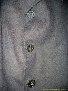 Vintage US Navy Issue Pea Coat Kersey Wool LG Single Breasted Great