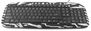 Zebra Crystal Rhinestone Computer Set Keyboard Mouse