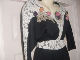 Lacy Afternoon by Shell Kepler Black Jumpsuit M w Lace Loaded with