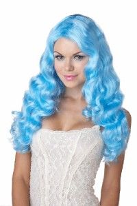 Sweet Tart Baby Blue Long Wavy Halloween Costume Wig One Size