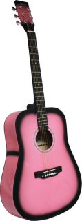 Crescent 41 Pink Burst Acoustic Guitar Dreadnaut w Gig Bag