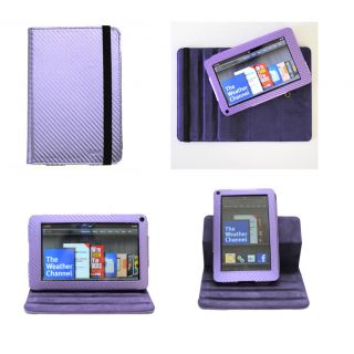 Casenuuk Purple Kindle Fire Dual View Rotating Detachable PU Leather