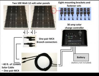 COMPLETE KIT 200 Watt 200W 200Watts Photovoltaic PV Solar Panel 12V