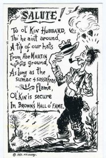 Abe Martin Salute to Kin Hubbard by Ulery Postcard