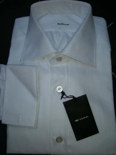 KITON Napoli Shirt White French Cuffs 17 5 inches 44 cm New