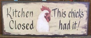 Vintage Country Kitchen Closed Sign This Chicks Had It Rooster Tin
