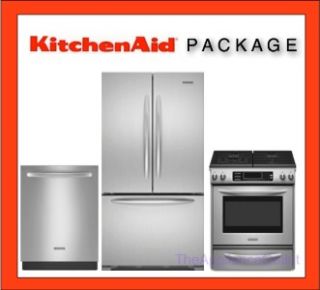 KitchenAid Package Refrigerator KFCS22EVMS+Range KGSS907SSS+ Dw
