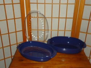 Kitchen Cooker Steamer Blue Clear 3 PC Whirlpool Microwave Veges Meat