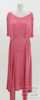 Versace Pink Knit Corded Button Tie Waist Dress Size 8 New with Tags $