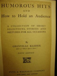 Humorous Hits and How to Hold An Audience Book 62363