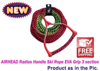 Airhead Radius Handle Ski Rope Eva Grip 3 Section w Full Length Finger