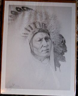 Little Robe Indian Chief by Art Kober Artist Le SN Paper Lithograph