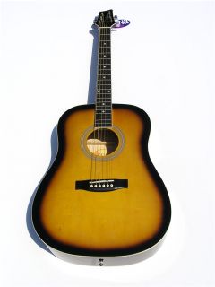 Kona Vintage Style Acoustic Guitar   Tobacco Sunburst Finish