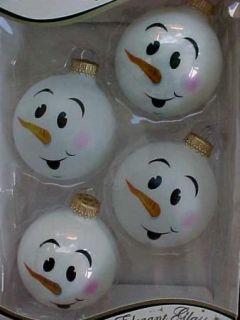 Christmas by Krebs 4 Unique Snowman Face Glass Hanging Ornaments