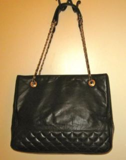 Koret Soft Black Quilted Leather Chanel Style Shoulder Bag Tote