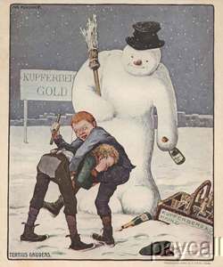 1905 Vintage Ad Kupferberg Gold Wine Snowman Fightying Boys Tertius