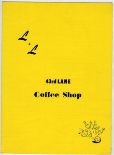 43rd Lane Coffee Shop Menu San Francisco California 1960S