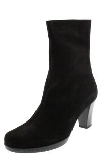 La Canadienne New Black Suede Mid Calf Heels Boots Shoes 11 BHFO