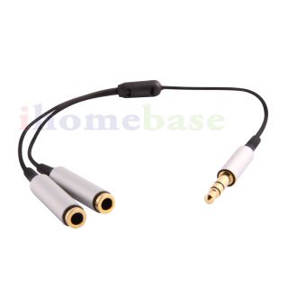 5mm stereo headset earphone audio jack plug splitter
