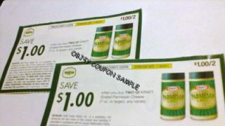 Kraft Grated Parmesan Cheese 7oz or Larger Coupons $1 Off Any 2 Exp 11