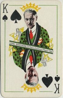Lionel Barrymore RARE 1933 Thomas de La Rue Single Playing Card Black