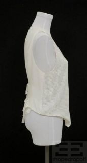 Agence White Silver Studded Silk Open Front Vest Size 1 New $348