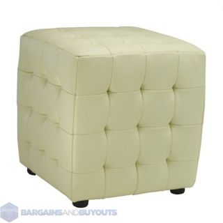 Safavieh Kristof Leather Cube Ottoman in White 15H x 15W