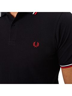 Fred Perry Slim fitted twin tipped polo shirt Dark Blue   