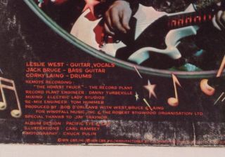 West Bruce Laing Live N Kickin 1974 LP EX