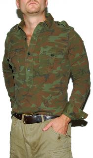 Polo Ralph Lauren Mens Brown Green Cotton Camo Hunting Army Vintage