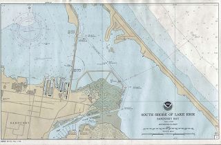 Point Authentic Vintage Nautical Chart Lake Erie 11x17in Map