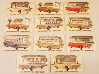 Dodge Dart Lancer 1962 Lot of 11 Color Business Cards