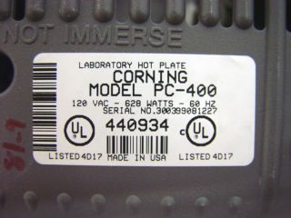 Corning PC 400 Laboratory Hot Plate 120VAC 60Hz 440934
