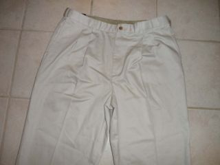 Lanesboro Mens Khaki Pants 38 x 34 Beige Pleated Front Chino Wrinkle