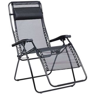Lafuma LFM1462 5529 RSX XL Mesh Recliner Black Patio Lawn Chair New