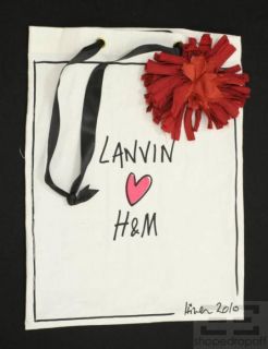 Lanvin for H M Beige Canvas Red Rosette Tote Bag New