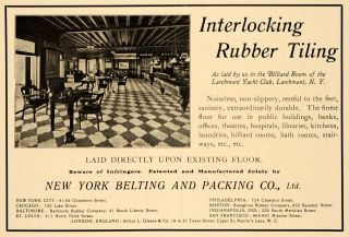 1905 Ad New York Belt Rubber Tile Larchmont Yacht Club Billiard Room