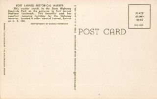Postcard Hisorical Marker Fort Larned Kansas