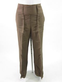 Larry Levine Brown Linen Straight Pants Slacks Size 8