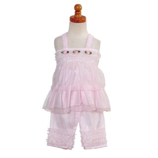 Laura Dare Girls Pink Size 4 Ruffle Pajamas Sleepwear Set