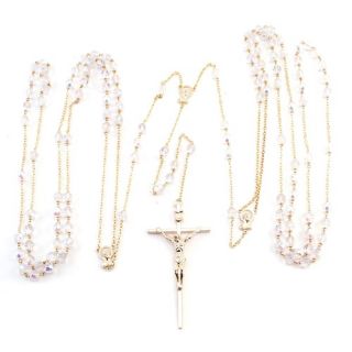 Wedding Lasso Rosary Crystal Beads Gold Chain 39 Inch