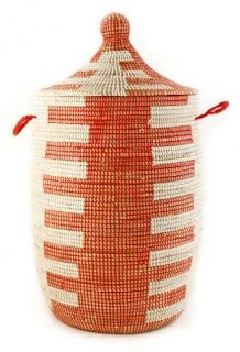 Senegal Fair Trade Red Tribal Comb Laundry Hamper