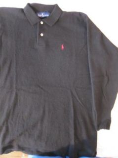 Ralph Lauren Mens Size L Large Black Cashmere Collar Polo Shirt