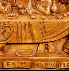 Vintage High Relief 3D Wood Carving Last Supper