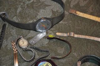 Vintage Watches Parts Bands Scrap Craft Swatch Walthem Le Claire Etc