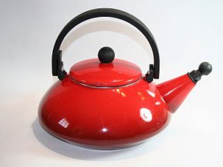 Le Creuset Zen Cherry Red Whistling Enamel Teapot Tea Kettle 1 6 US