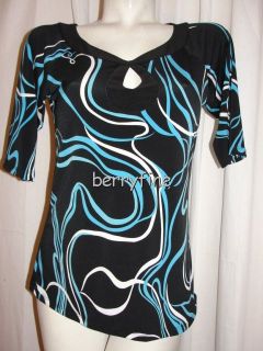 BFS9 New Susan Lawrence Size s 4 6 Small Blue Black Teardrop Front SS