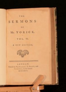 77 6vol Sermons Of Mr Yorrick By Laurence Sterne Portrait Frontispiece